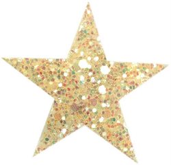 Gul glimmer stjerne hårclips diameter 5 cm